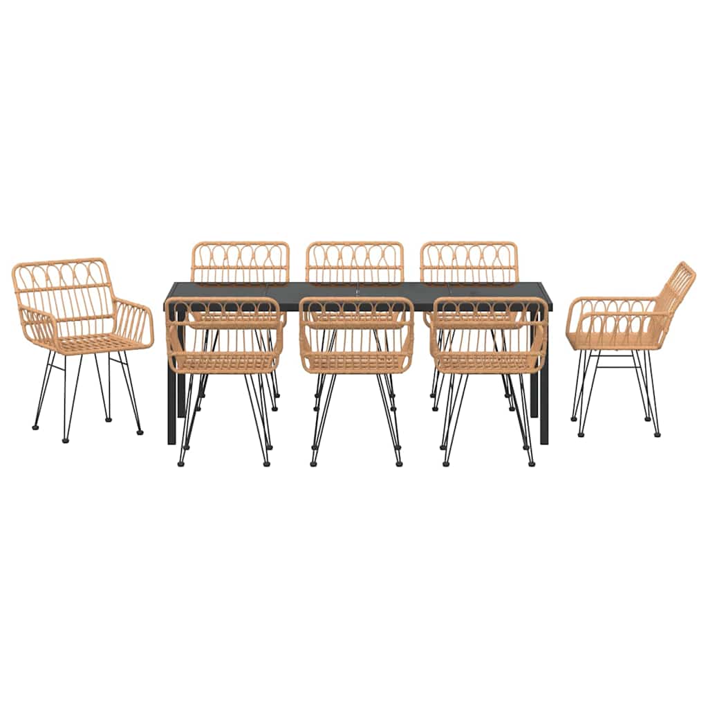 Σέτ φαγητού για κήπο 9 pcs Καφέ Χάλυβας με επίστρωση πούδρας - Pakobazaar