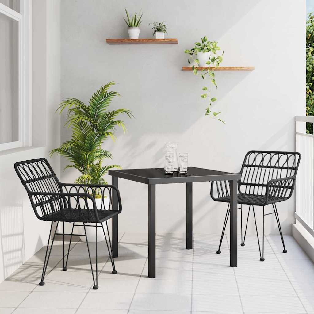 Σέτ φαγητού για κήπο 3 pcs Μαύρο Χάλυβας με επίστρωση πούδρας - Pakobazaar