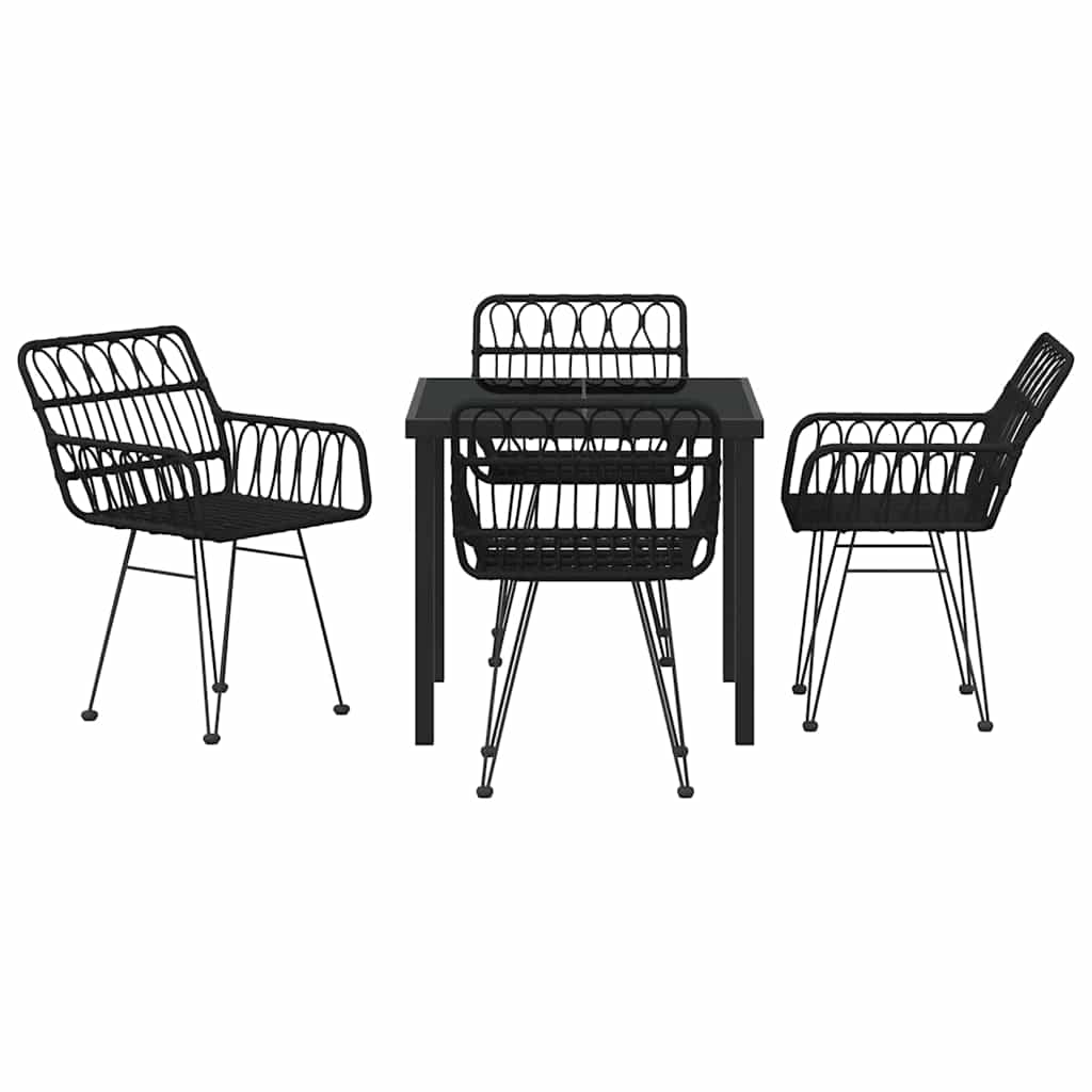 Σέτ φαγητού για κήπο 5 pcs Μαύρο Χάλυβας με επίστρωση πούδρας - Pakobazaar