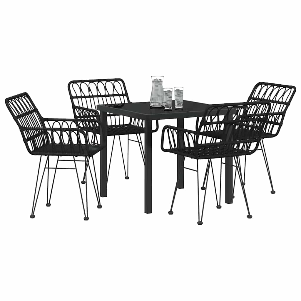 Σέτ φαγητού για κήπο 5 pcs Μαύρο Χάλυβας με επίστρωση πούδρας - Pakobazaar