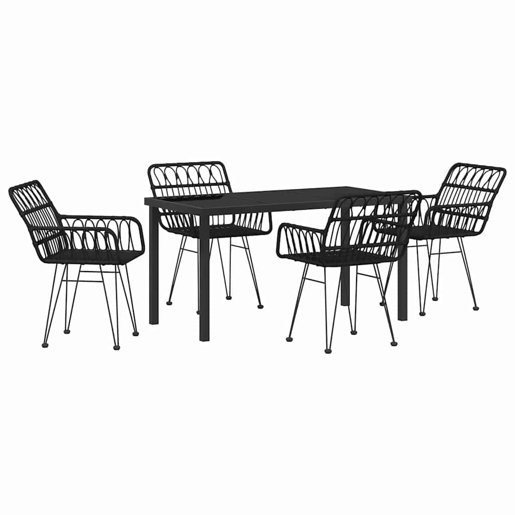 Σέτ φαγητού για κήπο 5 pcs Μαύρο Χάλυβας με επίστρωση πούδρας - Pakobazaar