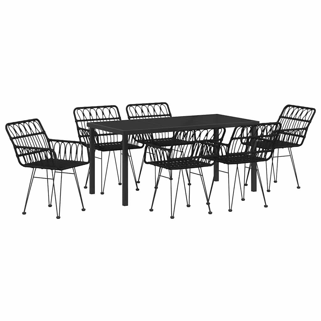 Σέτ φαγητού για κήπο 7 pcs Μαύρο Χάλυβας με επίστρωση πούδρας - Pakobazaar