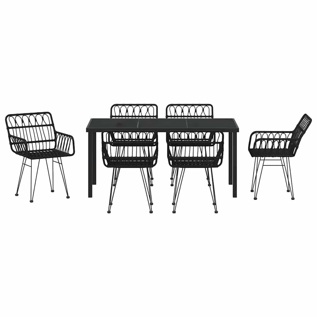 Σέτ φαγητού για κήπο 7 pcs Μαύρο Χάλυβας με επίστρωση πούδρας - Pakobazaar