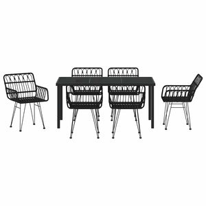 Σέτ φαγητού για κήπο 7 pcs Μαύρο Χάλυβας με επίστρωση πούδρας - Pakobazaar