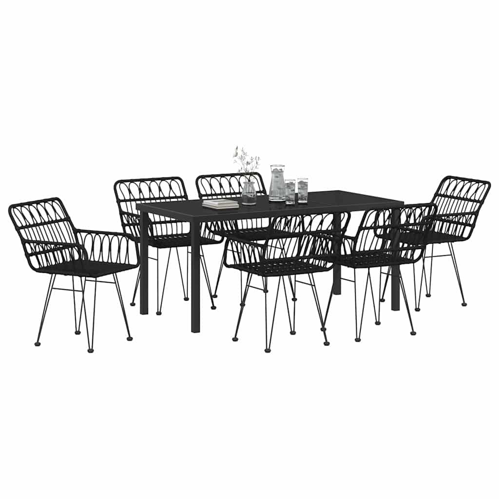 Σέτ φαγητού για κήπο 7 pcs Μαύρο Χάλυβας με επίστρωση πούδρας - Pakobazaar