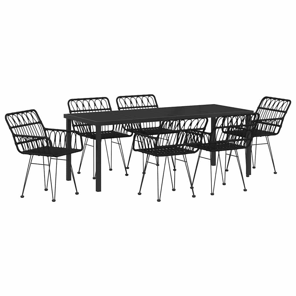 Σέτ φαγητού για κήπο 7 pcs Μαύρο Χάλυβας με επίστρωση πούδρας - Pakobazaar