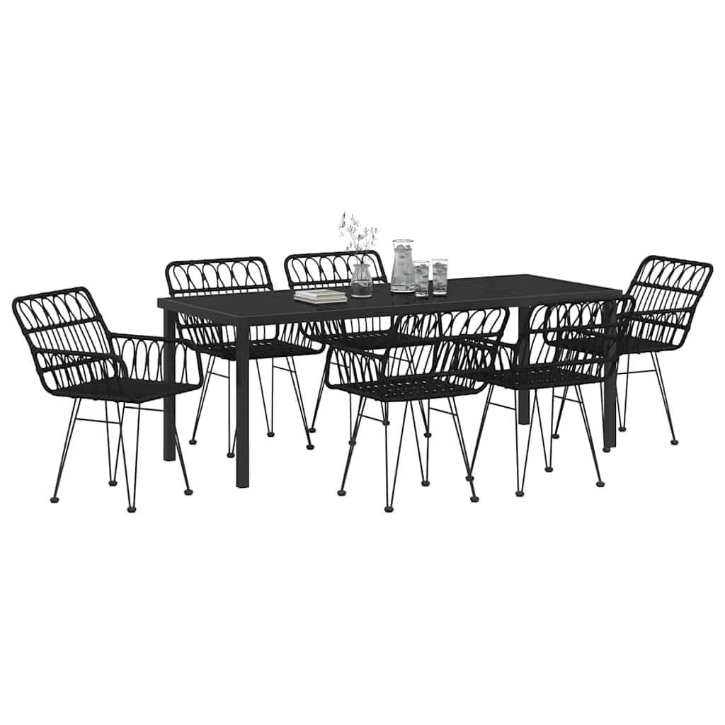 Σέτ φαγητού για κήπο 7 pcs Μαύρο Χάλυβας με επίστρωση πούδρας - Pakobazaar