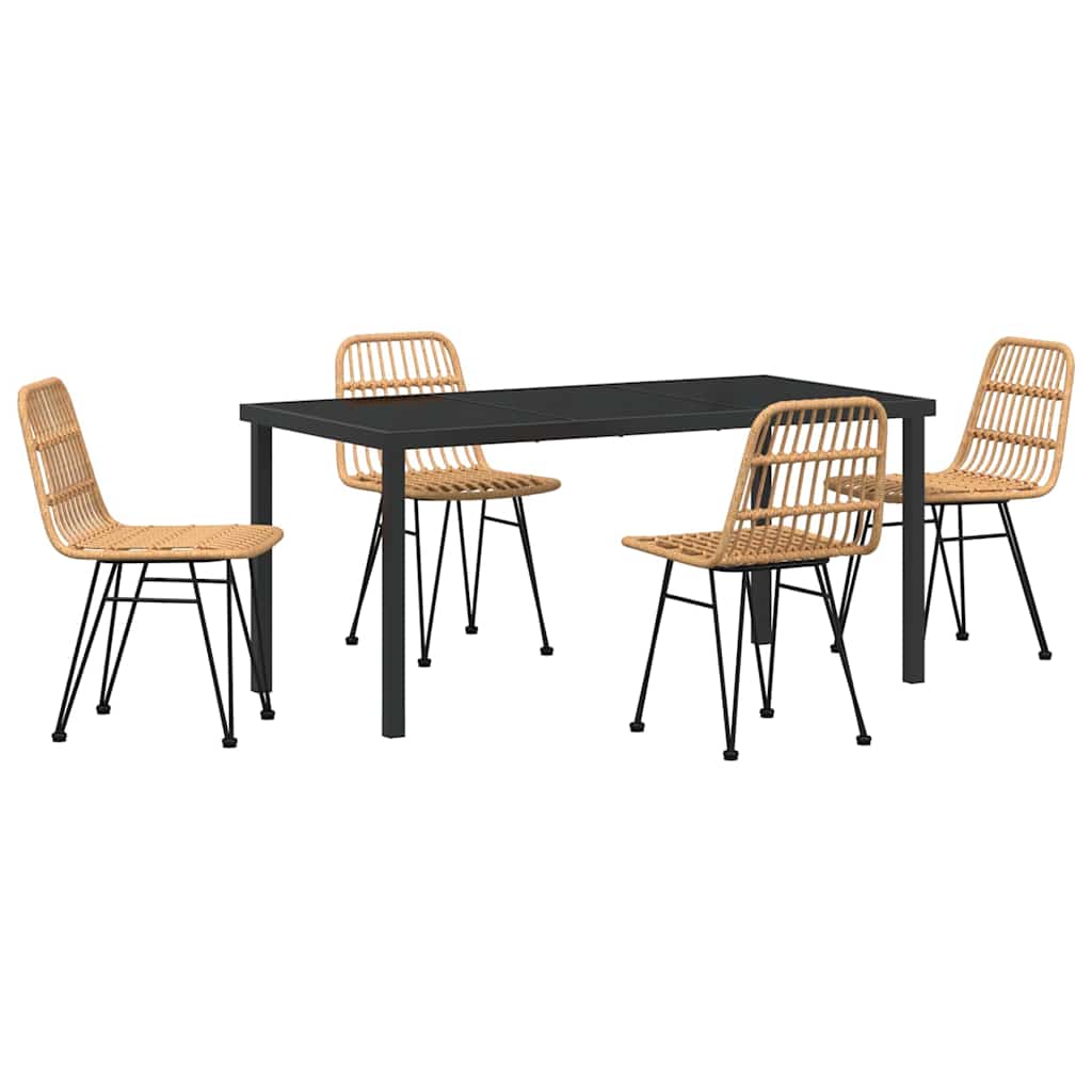 Σέτ φαγητού για κήπο 5 pcs Καφέ Χάλυβας με επίστρωση πούδρας - Pakobazaar