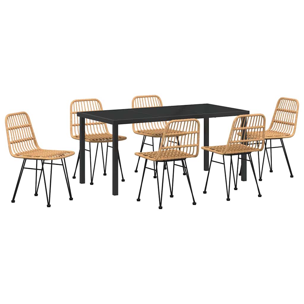 Σέτ φαγητού για κήπο 7 pcs Καφέ Χάλυβας με επίστρωση πούδρας - Pakobazaar