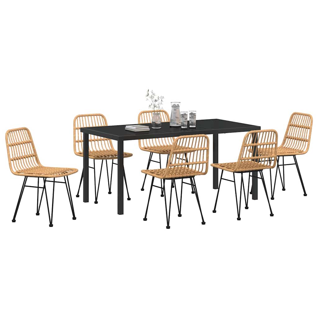 Σέτ φαγητού για κήπο 7 pcs Καφέ Χάλυβας με επίστρωση πούδρας - Pakobazaar