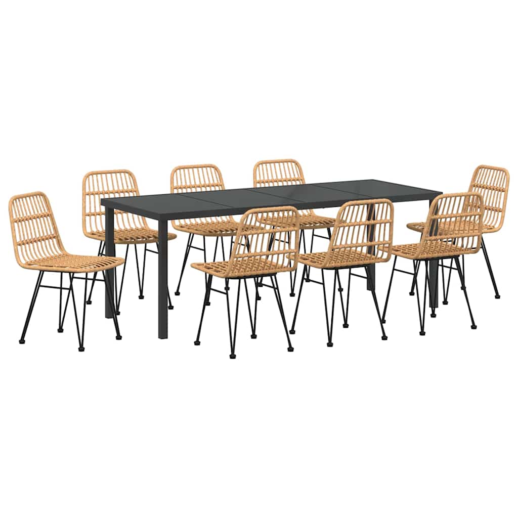 Σέτ φαγητού για κήπο 9 pcs Καφέ Χάλυβας με επίστρωση πούδρας - Pakobazaar