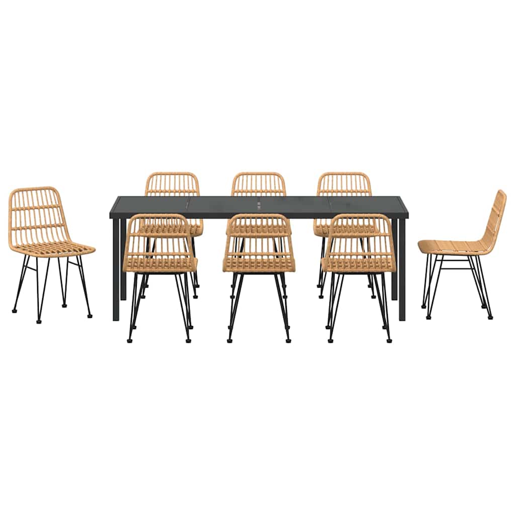 Σέτ φαγητού για κήπο 9 pcs Καφέ Χάλυβας με επίστρωση πούδρας - Pakobazaar