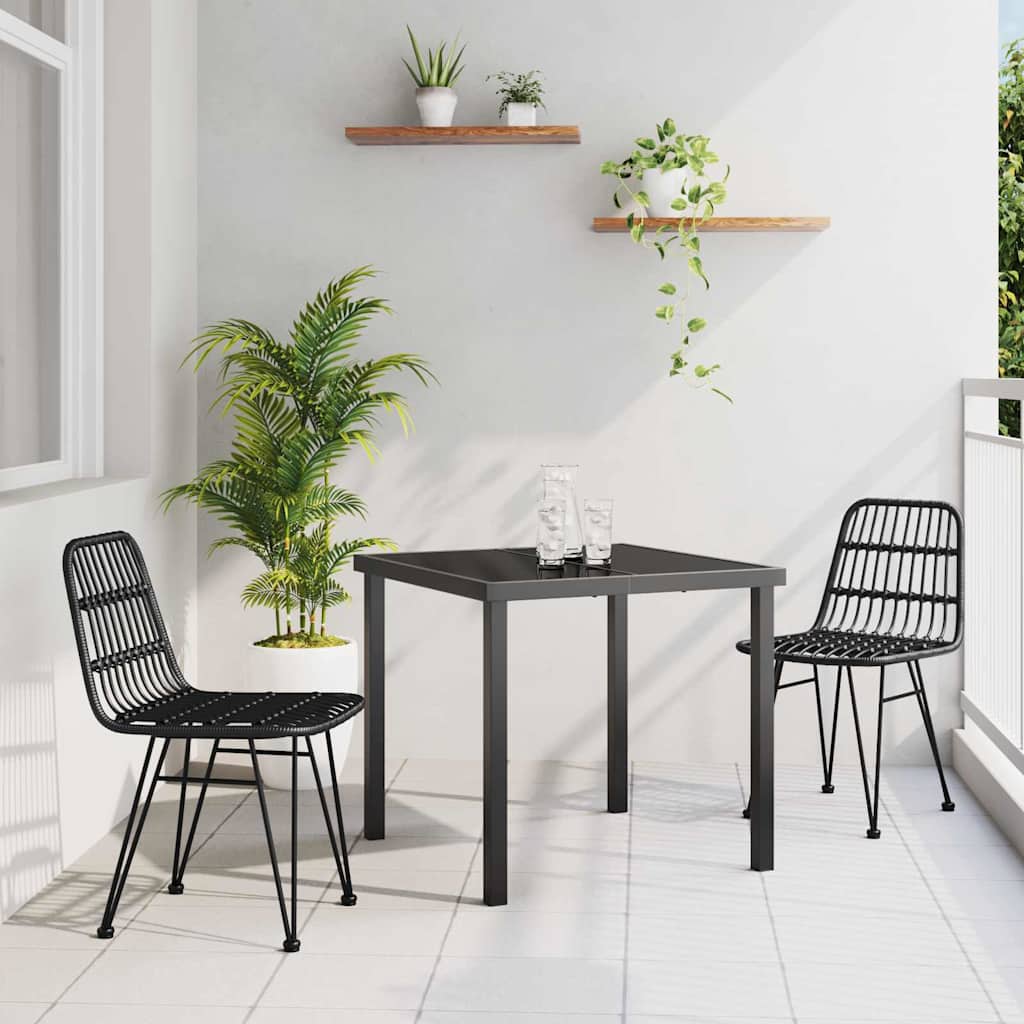 Σέτ φαγητού για κήπο 3 pcs Μαύρο Χάλυβας με επίστρωση πούδρας - Pakobazaar