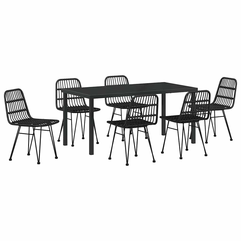Σέτ φαγητού για κήπο 7 pcs Μαύρο Χάλυβας με επίστρωση πούδρας - Pakobazaar