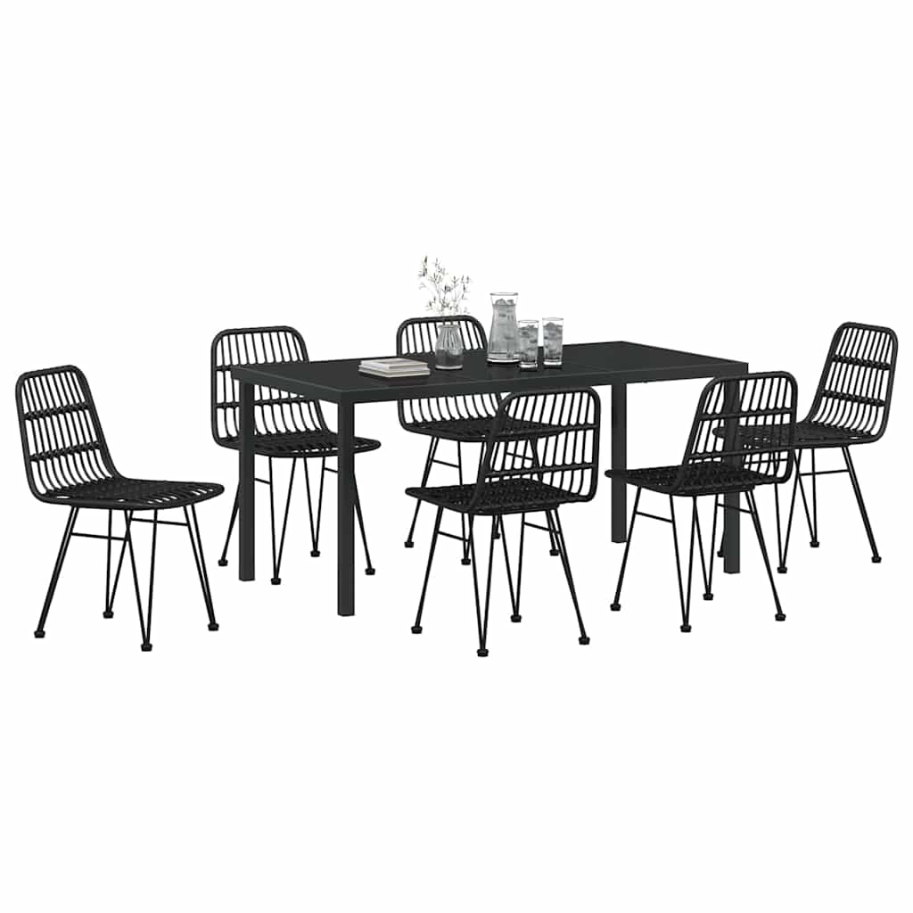 Σέτ φαγητού για κήπο 7 pcs Μαύρο Χάλυβας με επίστρωση πούδρας - Pakobazaar