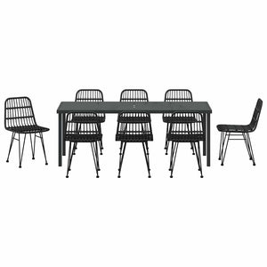 Σέτ φαγητού για κήπο 9 pcs Μαύρο Χάλυβας με επίστρωση πούδρας - Pakobazaar