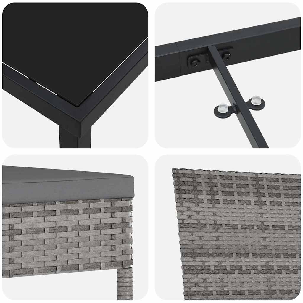 Σέτ φαγητού για κήπο 7 pcs Γκρι Χάλυβας με επίστρωση πούδρας - Pakobazaar