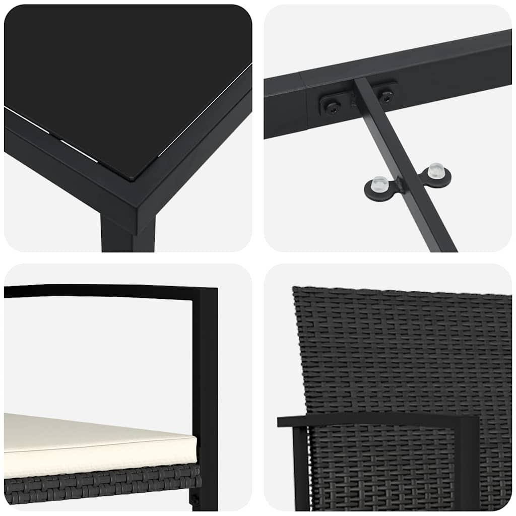 Σέτ φαγητού για κήπο 5 pcs Μαύρο Χάλυβας με επίστρωση πούδρας - Pakobazaar