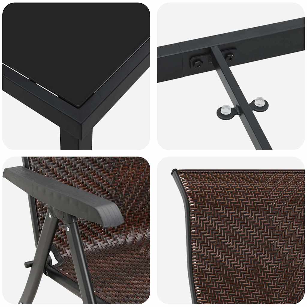 Σέτ φαγητού για κήπο 7 pcs Καφέ Χάλυβας με επίστρωση πούδρας - Pakobazaar