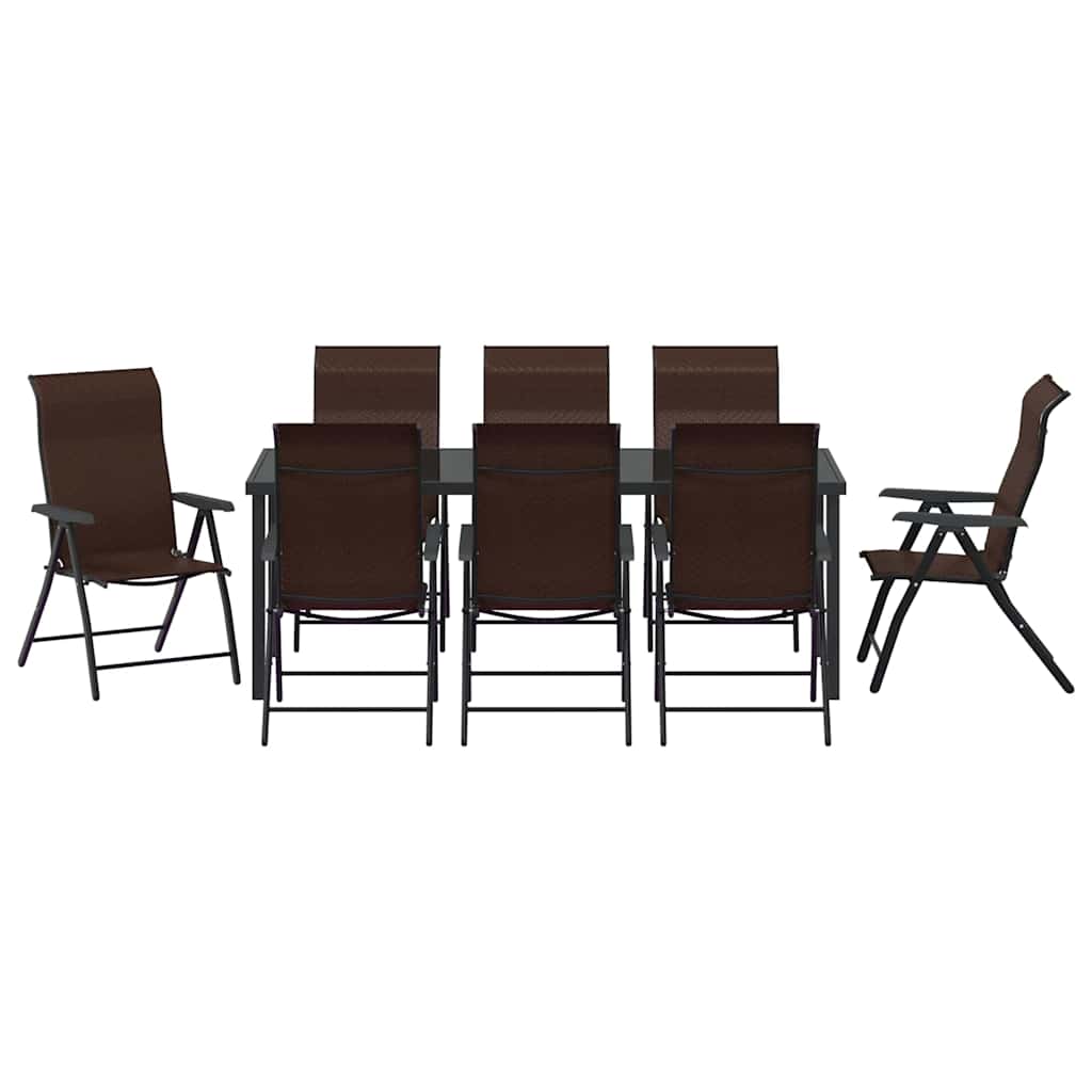 Σέτ φαγητού για κήπο 9 pcs Καφέ Χάλυβας με επίστρωση πούδρας - Pakobazaar