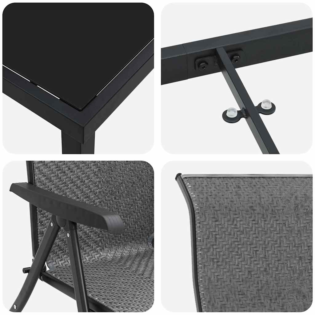 Σέτ φαγητού για κήπο 5 pcs Γκρι Χάλυβας με επίστρωση πούδρας - Pakobazaar