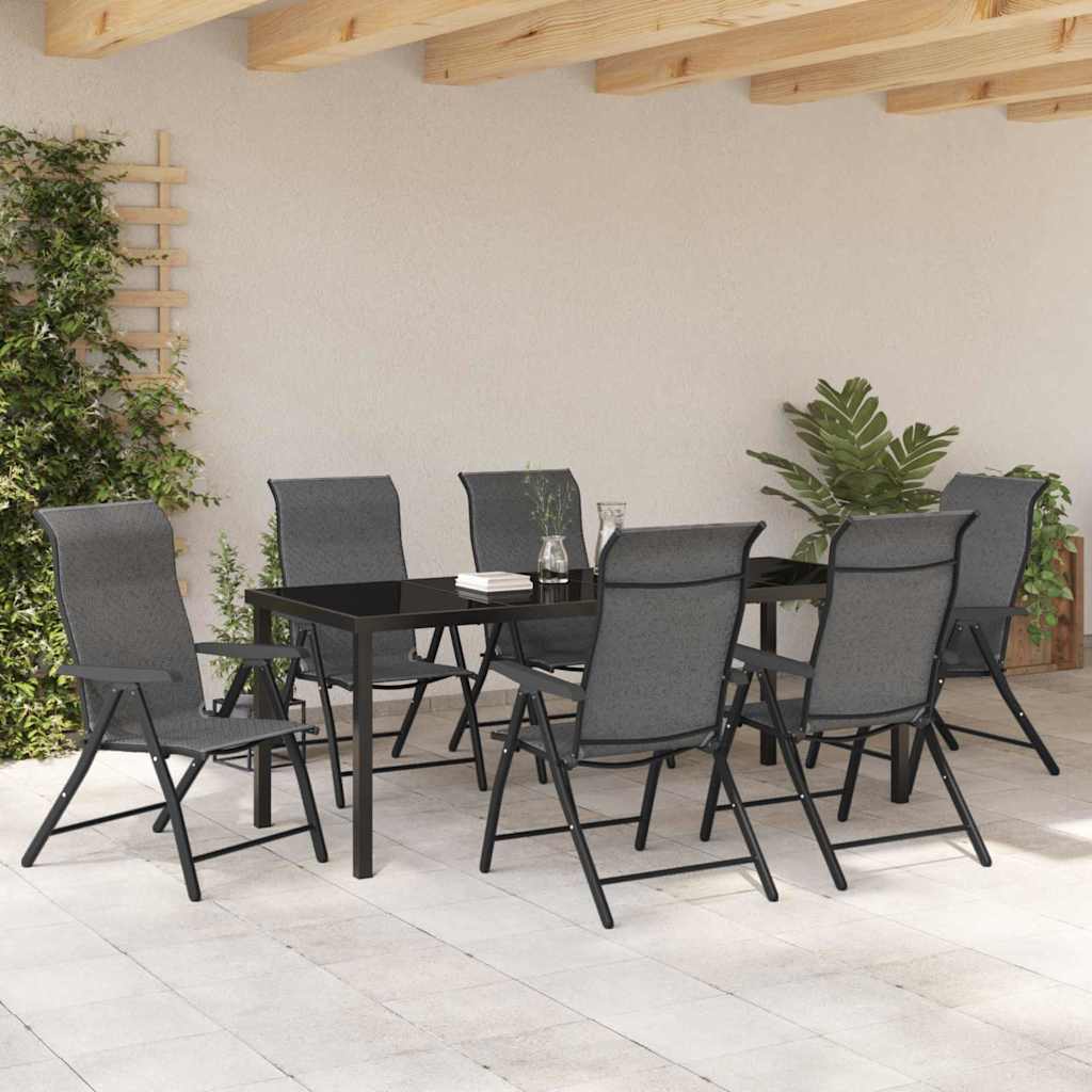 Σέτ φαγητού για κήπο 7 pcs Γκρι Χάλυβας με επίστρωση πούδρας - Pakobazaar
