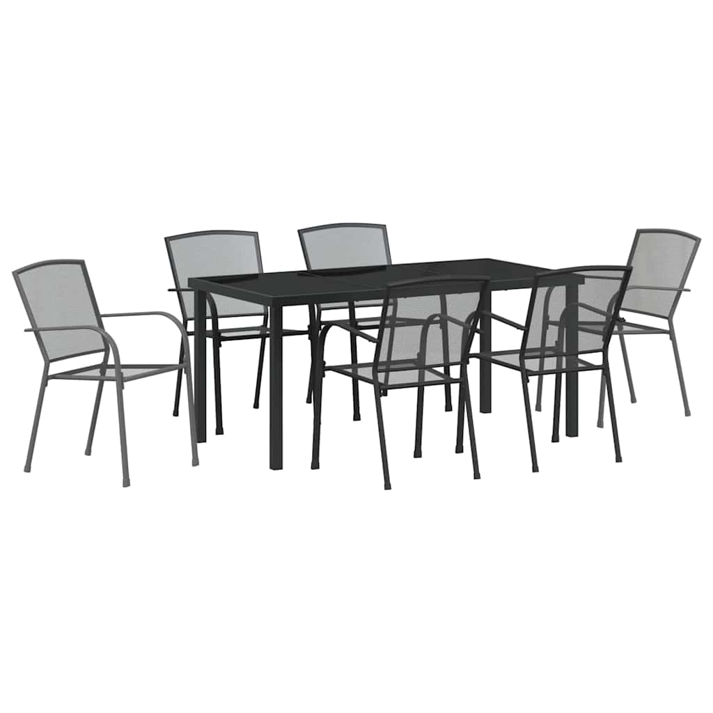 Σέτ φαγητού για κήπο 7 pcs Ανθρακί Χάλυβας με επίστρωση πούδρας - Pakobazaar