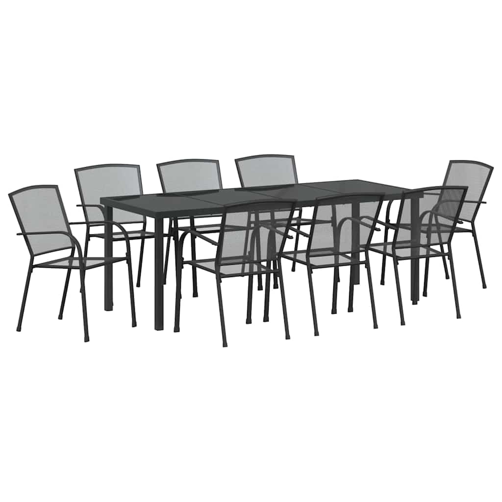 Σέτ φαγητού για κήπο 9 pcs Ανθρακί Χάλυβας με επίστρωση πούδρας - Pakobazaar
