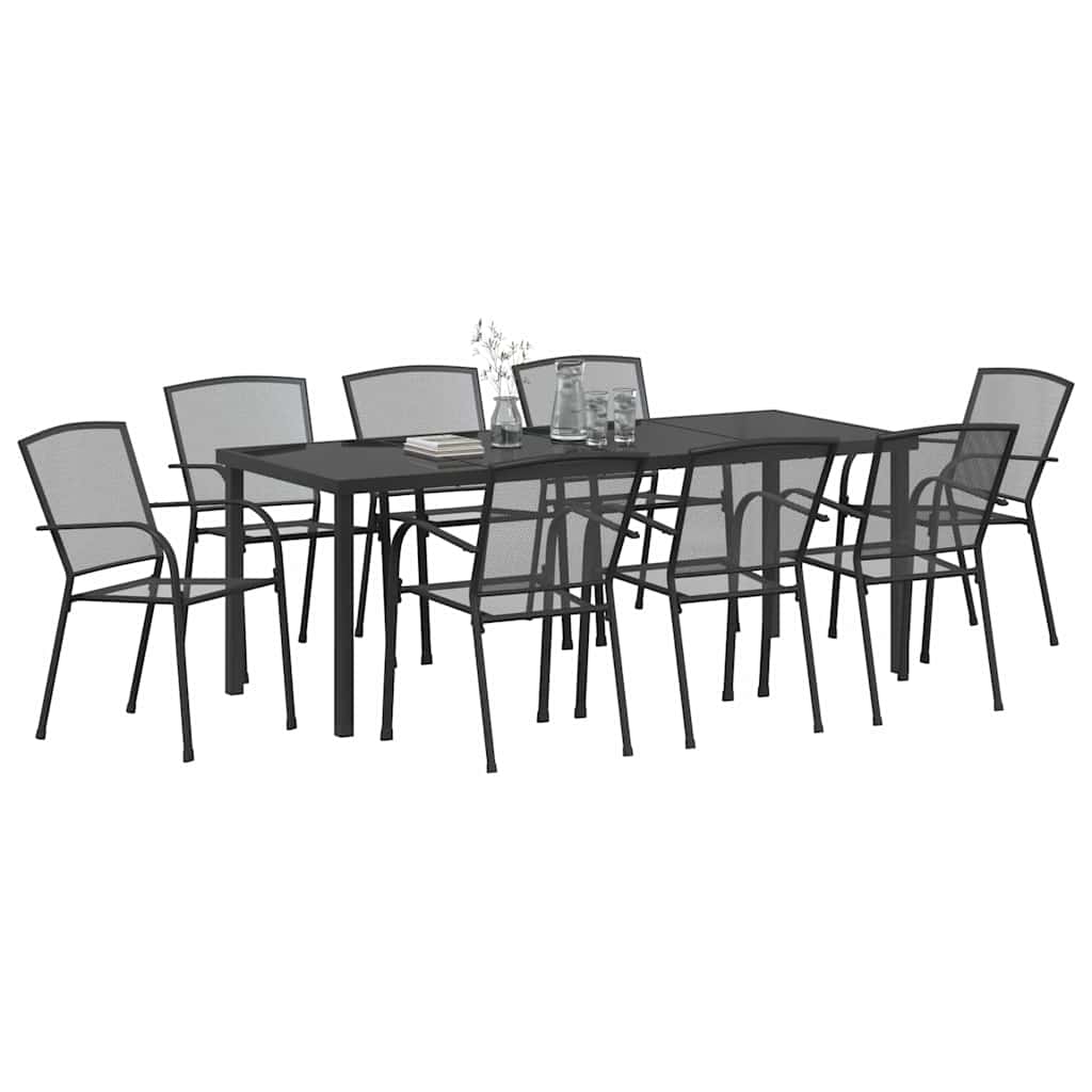 Σέτ φαγητού για κήπο 9 pcs Ανθρακί Χάλυβας με επίστρωση πούδρας - Pakobazaar