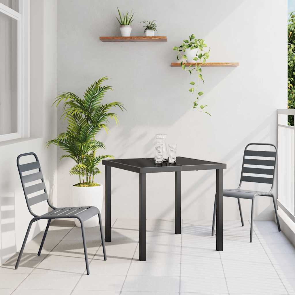 Σέτ φαγητού για κήπο 3 pcs Ανθρακί Χάλυβας με επίστρωση πούδρας