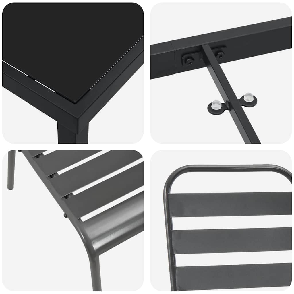 Σέτ φαγητού για κήπο 5 pcs Ανθρακί Χάλυβας με επίστρωση πούδρας