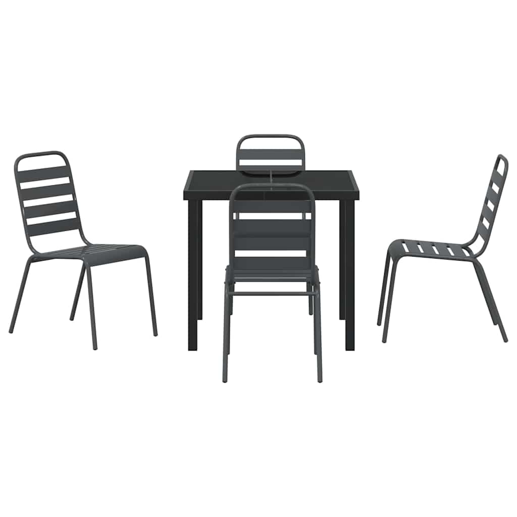 Σέτ φαγητού για κήπο 5 pcs Ανθρακί Χάλυβας με επίστρωση πούδρας