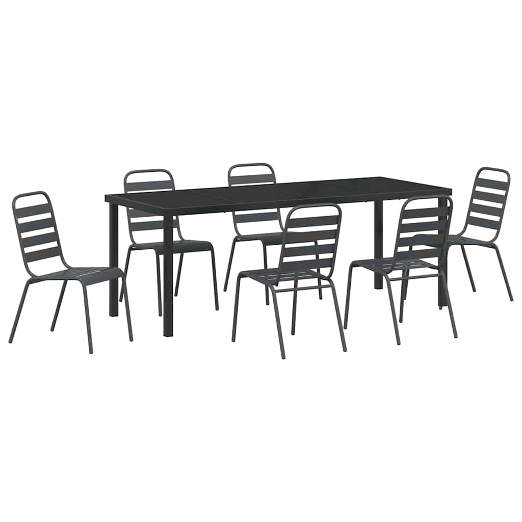 Σέτ φαγητού για κήπο 7 pcs Ανθρακί Χάλυβας με επίστρωση πούδρας - Pakobazaar