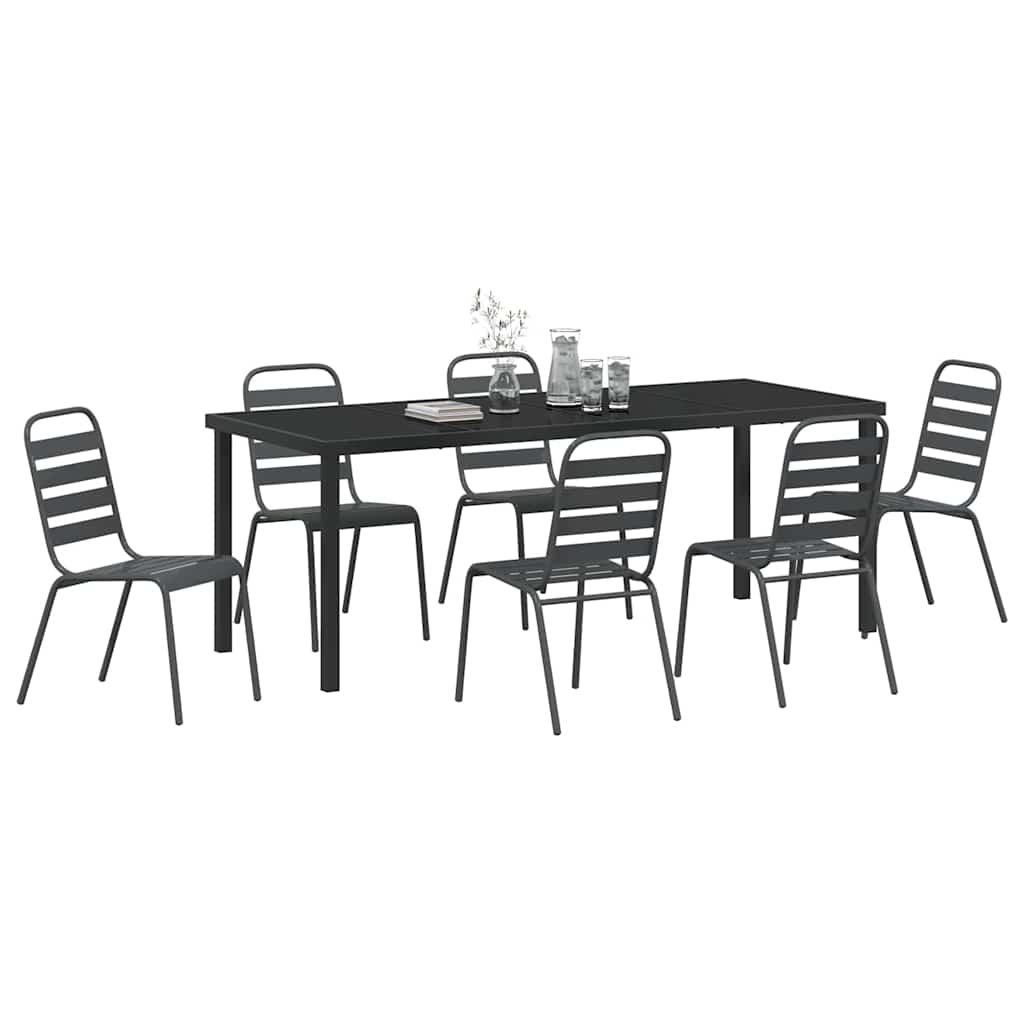 Σέτ φαγητού για κήπο 7 pcs Ανθρακί Χάλυβας με επίστρωση πούδρας - Pakobazaar