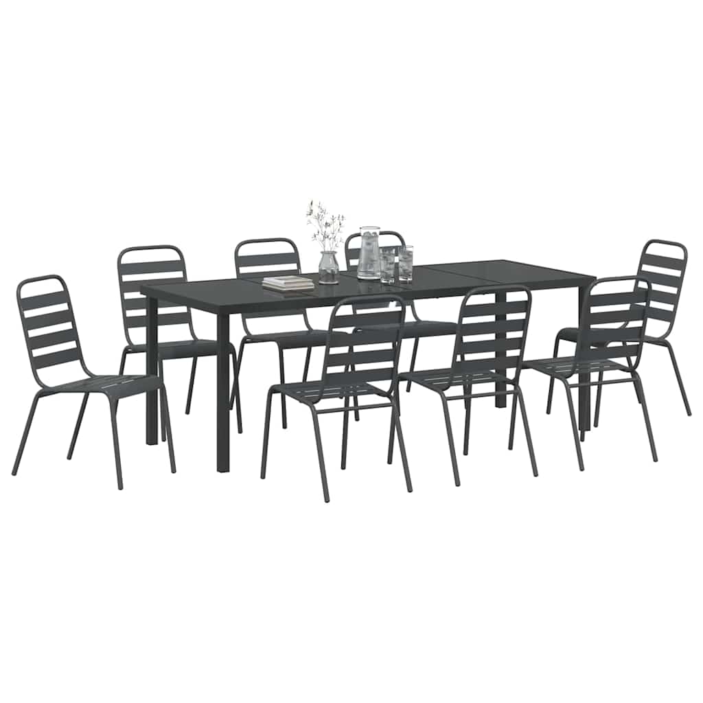 Σέτ φαγητού για κήπο 9 pcs Ανθρακί Χάλυβας με επίστρωση πούδρας - Pakobazaar