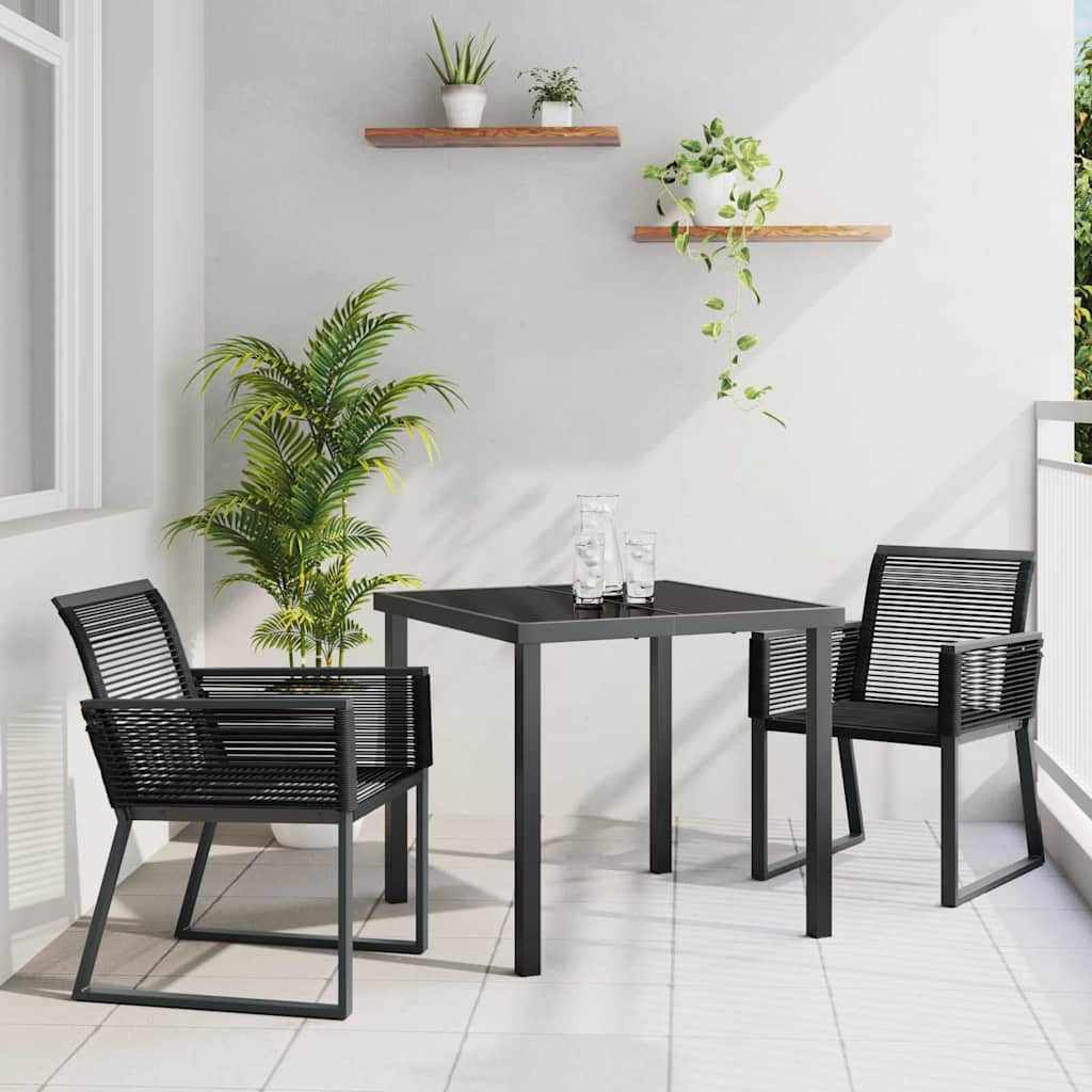 Σέτ φαγητού για κήπο 3 pcs Μαύρο Χάλυβας με επίστρωση πούδρας - Pakobazaar