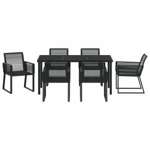 Σέτ φαγητού για κήπο 7 pcs Μαύρο Χάλυβας με επίστρωση πούδρας - Pakobazaar