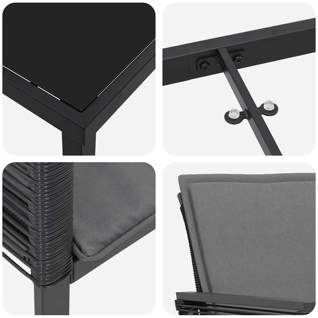 Σέτ φαγητού για κήπο 3 pcs Μαύρο Χάλυβας με επίστρωση πούδρας - Pakobazaar