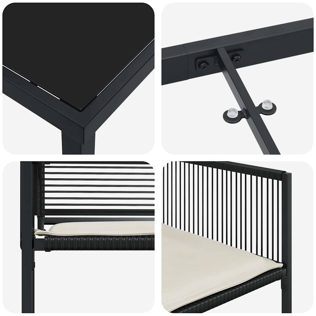 Σέτ φαγητού για κήπο 9 pcs Μαύρο Χάλυβας με επίστρωση πούδρας - Pakobazaar