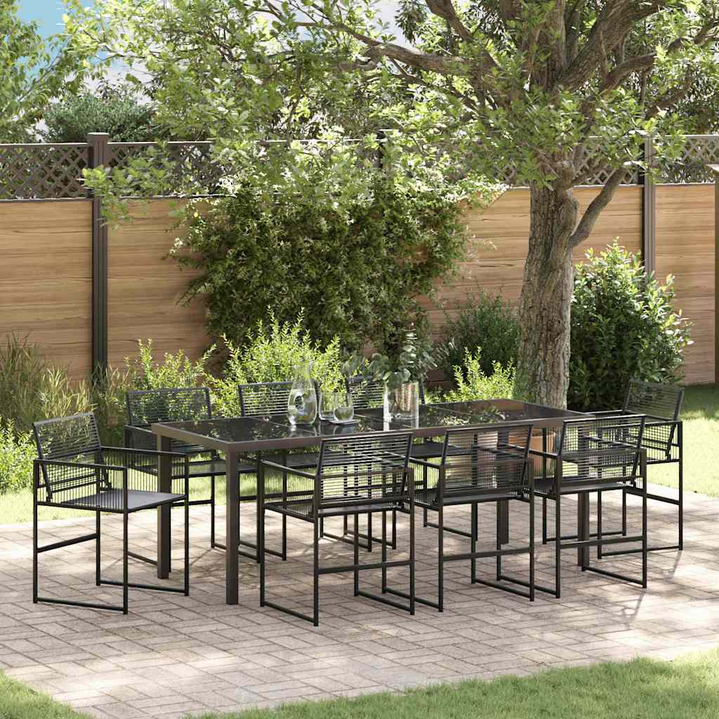 Σέτ φαγητού για κήπο 9 pcs Μαύρο Χάλυβας με επίστρωση πούδρας - Pakobazaar