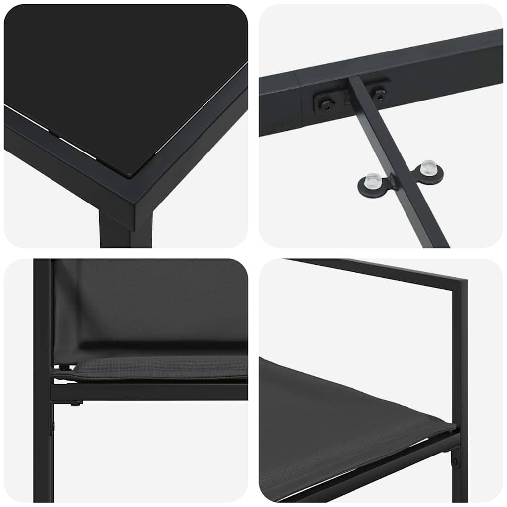 Σέτ φαγητού για κήπο 9 pcs Μαύρο Χάλυβας με επίστρωση πούδρας - Pakobazaar