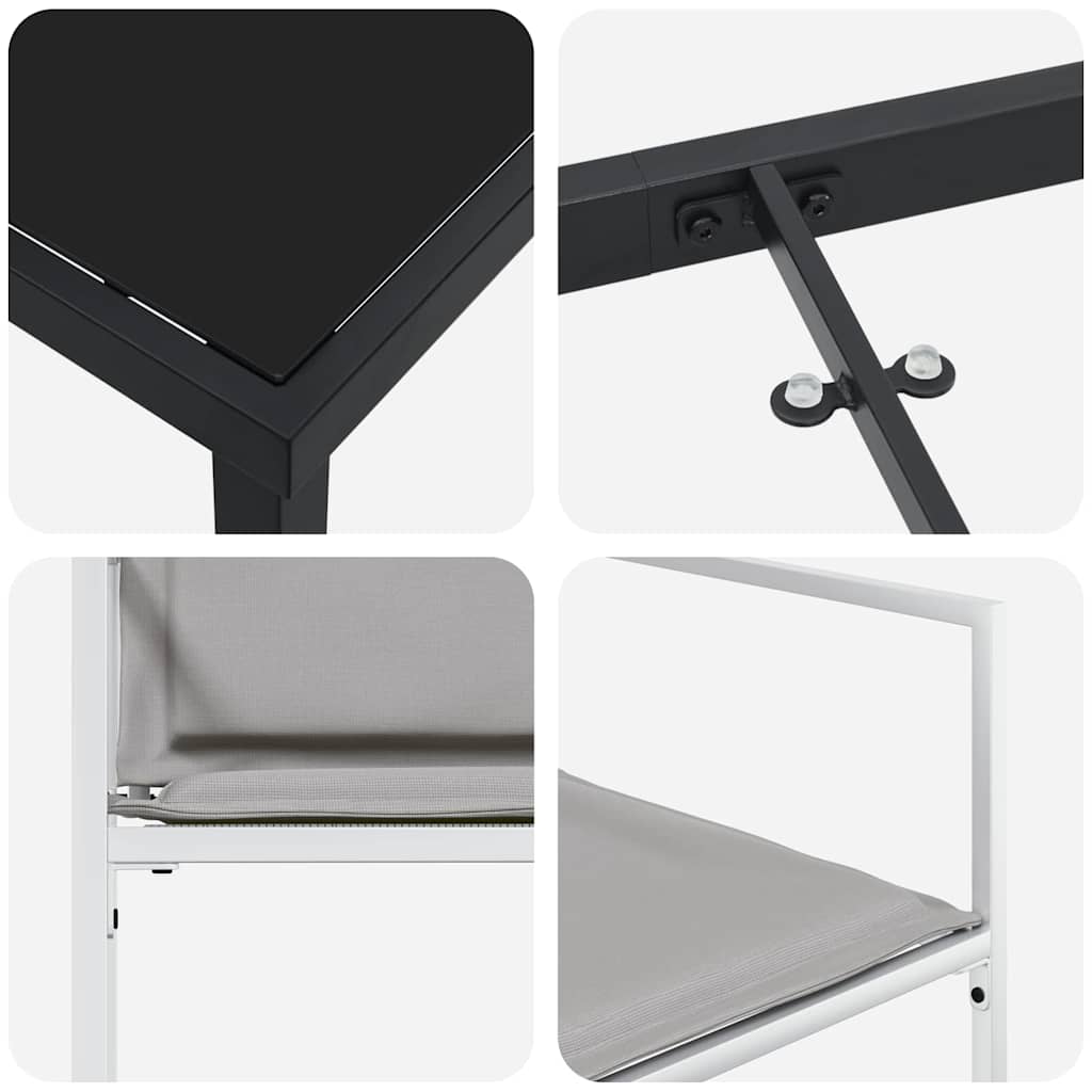 Σέτ φαγητού για κήπο 9 pcs Λευκό Χάλυβας με επίστρωση πούδρας - Pakobazaar