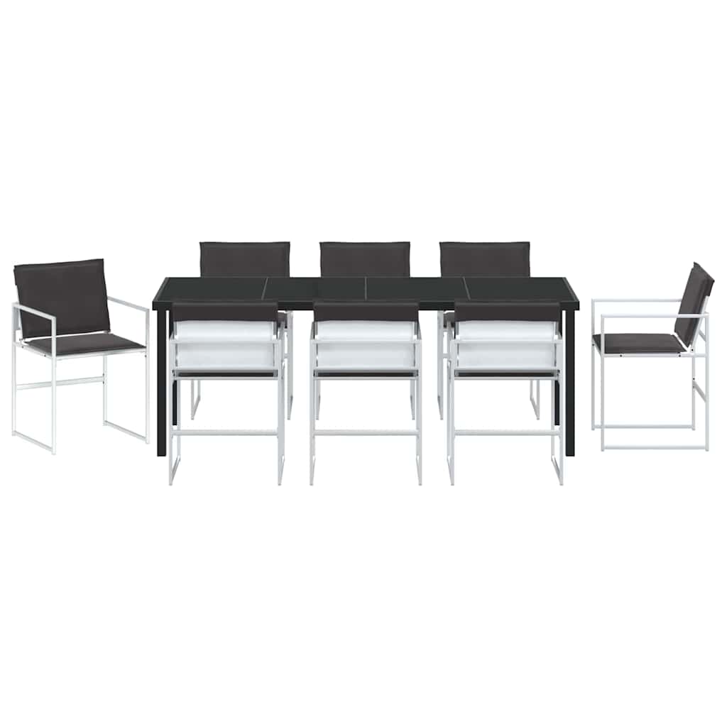 Σέτ φαγητού για κήπο 9 pcs Λευκό Χάλυβας με επίστρωση πούδρας - Pakobazaar