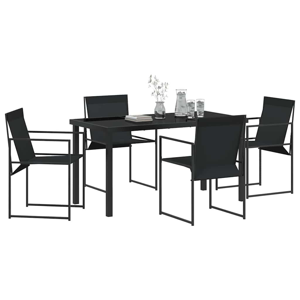 Σέτ φαγητού για κήπο 5 pcs Μαύρο Χάλυβας με επίστρωση πούδρας - Pakobazaar