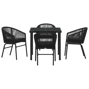 Σέτ φαγητού για κήπο 5 pcs Μαύρο Χάλυβας με επίστρωση πούδρας - Pakobazaar