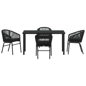 Σέτ φαγητού για κήπο 5 pcs Μαύρο Χάλυβας με επίστρωση πούδρας - Pakobazaar