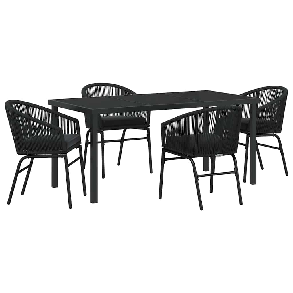 Σέτ φαγητού για κήπο 5 pcs Μαύρο Χάλυβας με επίστρωση πούδρας - Pakobazaar