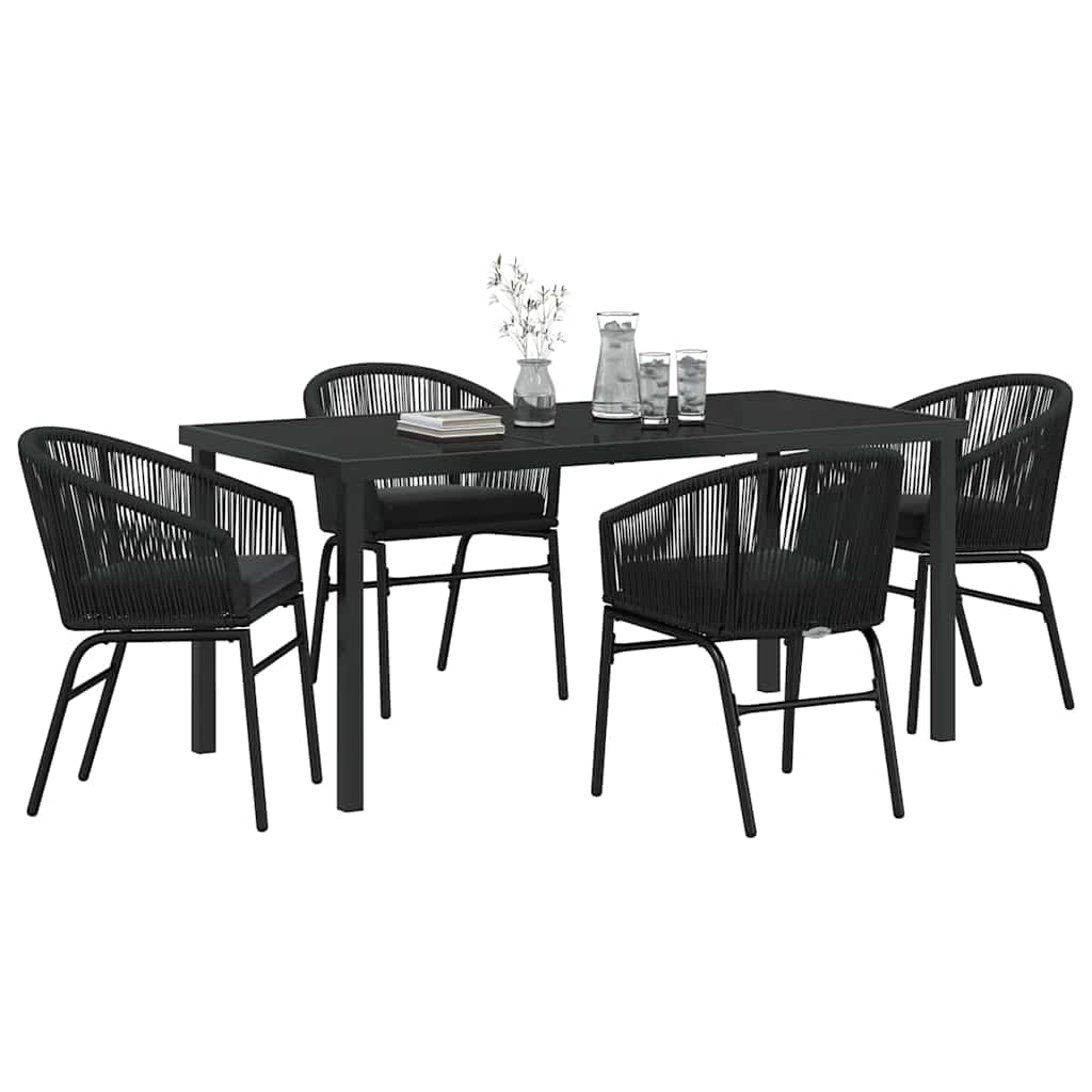 Σέτ φαγητού για κήπο 5 pcs Μαύρο Χάλυβας με επίστρωση πούδρας - Pakobazaar