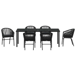 Σέτ φαγητού για κήπο 7 pcs Μαύρο Χάλυβας με επίστρωση πούδρας - Pakobazaar