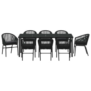 Σέτ φαγητού για κήπο 9 pcs Μαύρο Χάλυβας με επίστρωση πούδρας - Pakobazaar
